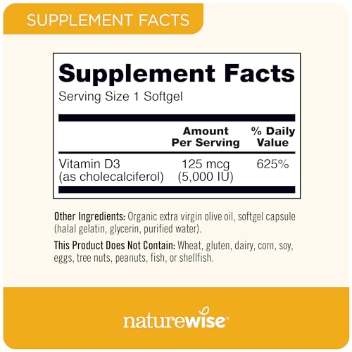 NatureWise Vitamin D3 5000iu (125 mcg) Healthy Muscle Function, and Immune Support - AB Mystery