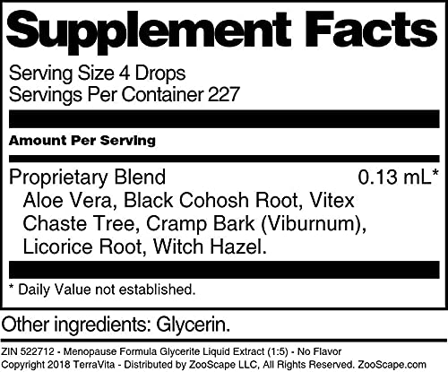 Terravita Menopause Formula Glycerite Liquid Extract (1:5) - No Flavor (1 oz, ZIN: 522712) - 3 Pack - AB Mystery