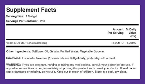 Piping Rock Vitamin D3 5000 IU | 250 Softgels | High Potency Supplement | Non-GMO - AB Mystery