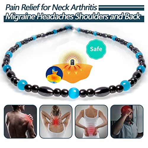 Magnetic Therapy Necklace Hematite Necklace Black Obsidian Aquamarine Magnetic Necklace - AB Mystery