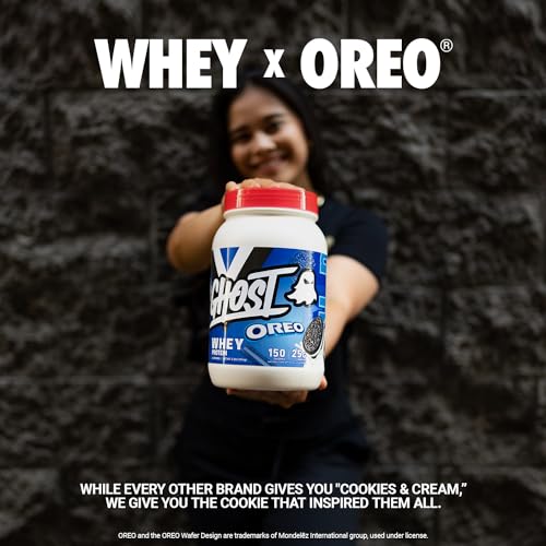 GHOST Whey Protein Powder, Oreo - 2LB Tub, 25G of Protein - Cookies & Cream Flavored - AB Mystery