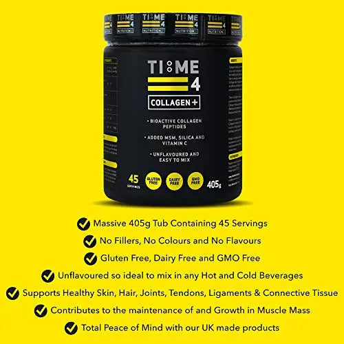 Time 4 Collagen + 45 Servings – Pure Hydrolysed Collagen Powder for Women & Men Time 4 Nutrition