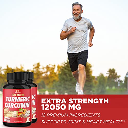 (2 Packs) Premium Turmeric Curcumin Supplement 12050mg with Ginger, Apple Cider Vinegar