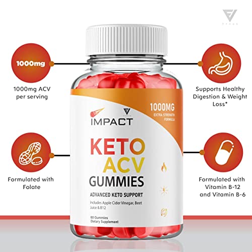 (2 Pack) Impact Keto Gummies for Weight Loss and Belly Fat Diet, AVC Keto ACV Advanced