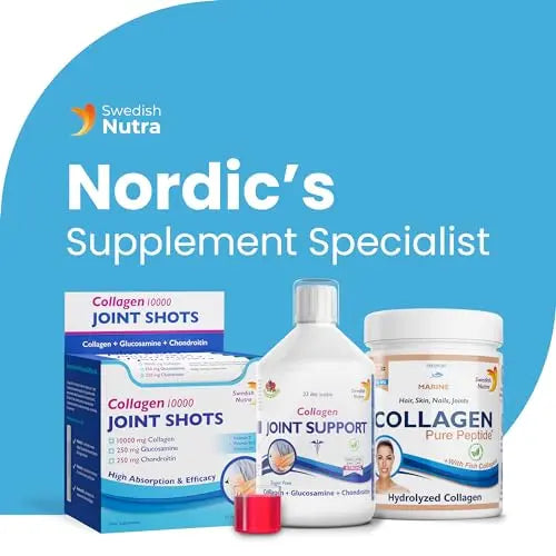 Swedish Nutra Collagen 10000 Joint Shots | High Strength Type 1, 2 & 3 Collagen for Body, Joints & Ligaments - AB Mystery