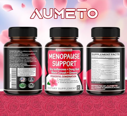 AUMETO Ultra Menopause Support for Women with Soy Isoflavones, Dong Quai, Black Cohosh - AB Mystery