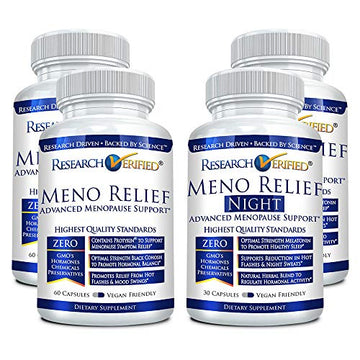 Research Verified Meno Relief Day & Night – Menopause Support - 4 Bottles (2 Months Supply)
