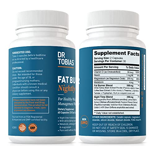 Dr. Tobias Fat Burner Nightly, Night Time Metabolic Support with White Kidney Bean Extract - AB Mystery