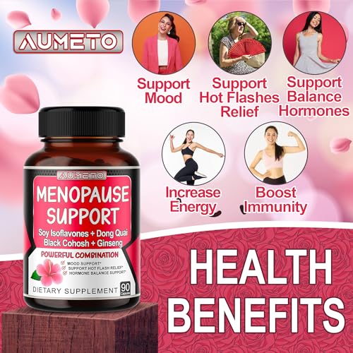 AUMETO Ultra Menopause Support for Women with Soy Isoflavones, Dong Quai, Black Cohosh - AB Mystery