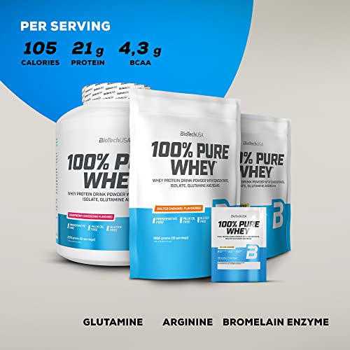 BioTechUSA 100% Pure Whey | Protein Powder with BCAA and Glutamine | Gluten-Free, Palm Oil Free BioTechUSA