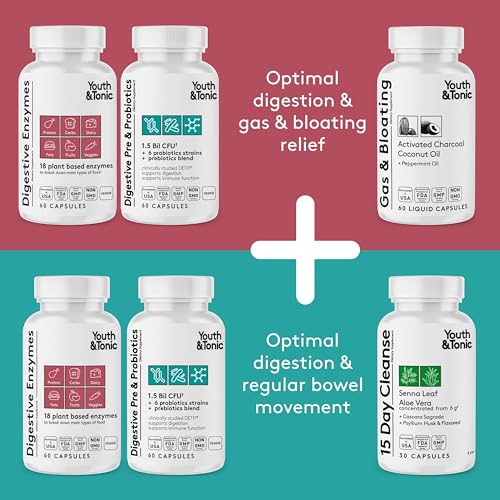 Youth & Tonic Enzymes for Digestion Full Spectrum for Bloating, Gut Health & Digestive Support - AB Mystery