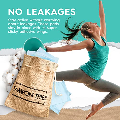 Tampon Tribe - Organic Cotton Pads with Wings for Women, Chemical-Free Breathable Sanitary Pads - AB Mystery
