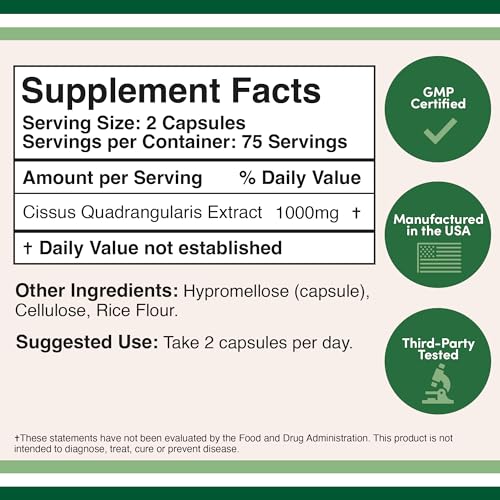 Cissus Quadrangularis Super Extract, 150 Capsules, Manufactured in The USA, Dietary - AB Mystery