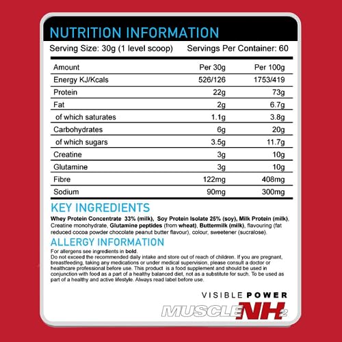 Muscle Nh2 Total Protein, Whey Protein Powder with Creatine Monohydrate and Glutamine Muscle Growth MuscleNh2