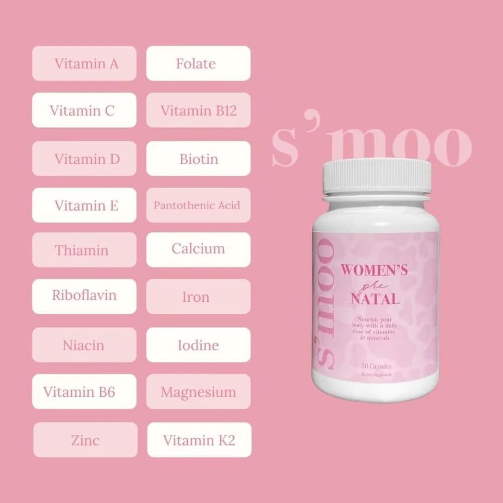 Prenatal Vitamins for Women with Iron, Vitamin D, Calcium & More, Supports Healthy Pregnancy S'moo