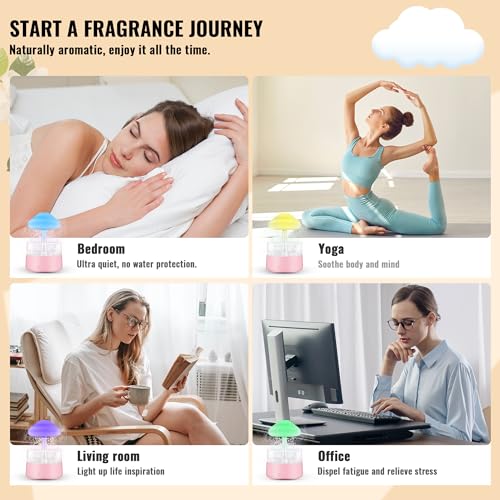 Rain Cloud Humidifier Water Drip with 5 Essential Oils, Cloud Diffuser with 7 Changing Colors Night Lights - AB Mystery
