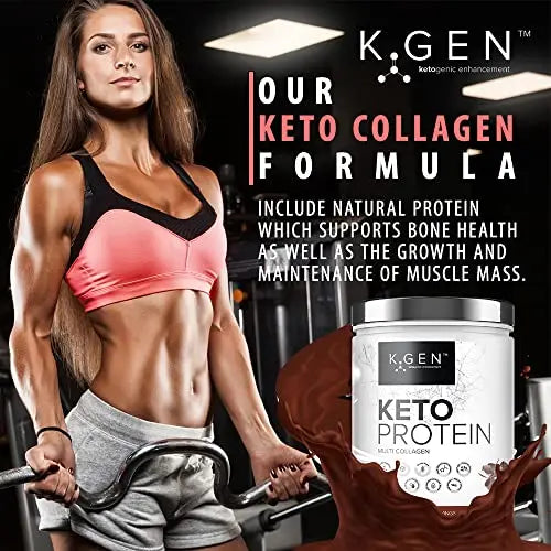 K-GEN™ Keto Collagen Protein Powder Natural Multi Collagen Chocolate Blend, Coconut MCT Vitamin C+B6 - AB Mystery
