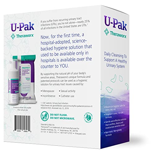 Theraworx Protect U-Pak 60-Ct Wipes & Hygiene Foam 3.4 oz for Urinary Health (Pack of 1) - AB Mystery