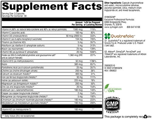 XYMOGEN Prenatal Essentials - Prenatal Vitamins + Mineral Support - Pre Natal Multivitamin XYMOGEN