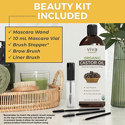 Viva Naturals Organic Castor Oil, 16 fl oz - Cold Pressed Castor Oil for Skin, Hair and Lashes - Traditionally - AB Mystery