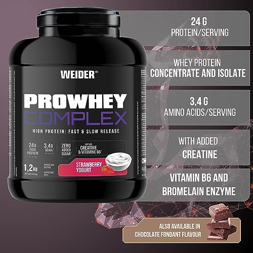 Weider ProWhey Complex (1,2kg) Strawberry-Yogurt Flavour. Formula Based on Whey Protein Weider