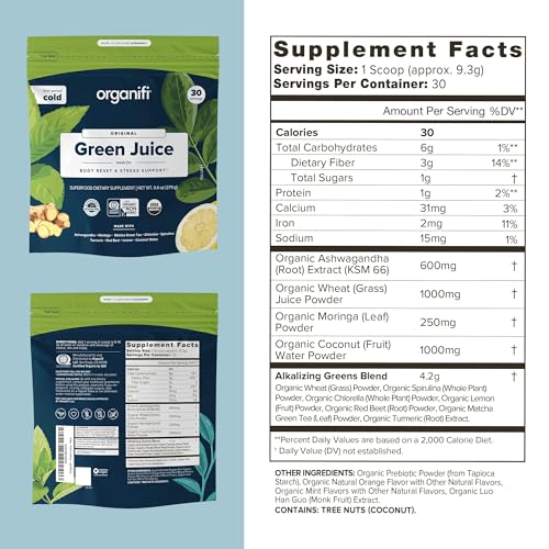 Organifi Green Juice - Organic Superfood Powder - 180-Day Supply - Organic Vegan Green - AB Mystery