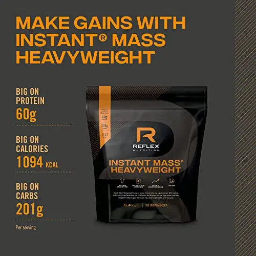 Reflex Nutrition Instant Mass Heavyweight, Mass Protein Powder, Over 1000 Calories Per Serving, 60g Protein Reflex Nutrition