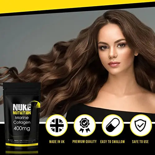 Nuke Nutrition Marine Collagen Capsules - 400mg - 60 Capsules - High Strength Collagen - AB Mystery