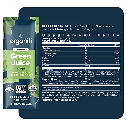 Organifi: GO Packs - Green Juice - Organic Superfood Supplement Powder - 30 Count - AB Mystery