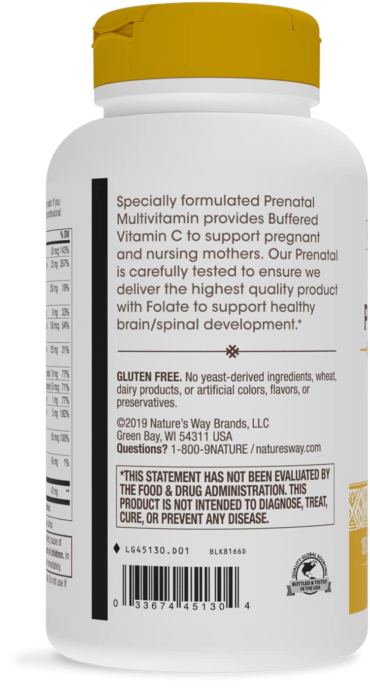 Nature's Way Prenatal Multivitamin, with folate for Healthy Brain and Spinal Development Nature's Way