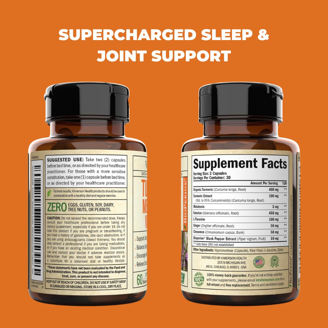 Turmeric, Melatonin & Valerian Root Sleep Aid Supplement. Natural Sleep Aid for Adults - AB Mystery