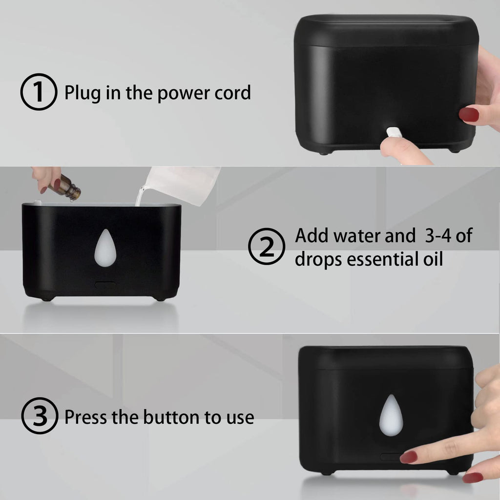 200ml Compact Small Flame Diffuser for Essential Oil (Black) - AB Mystery