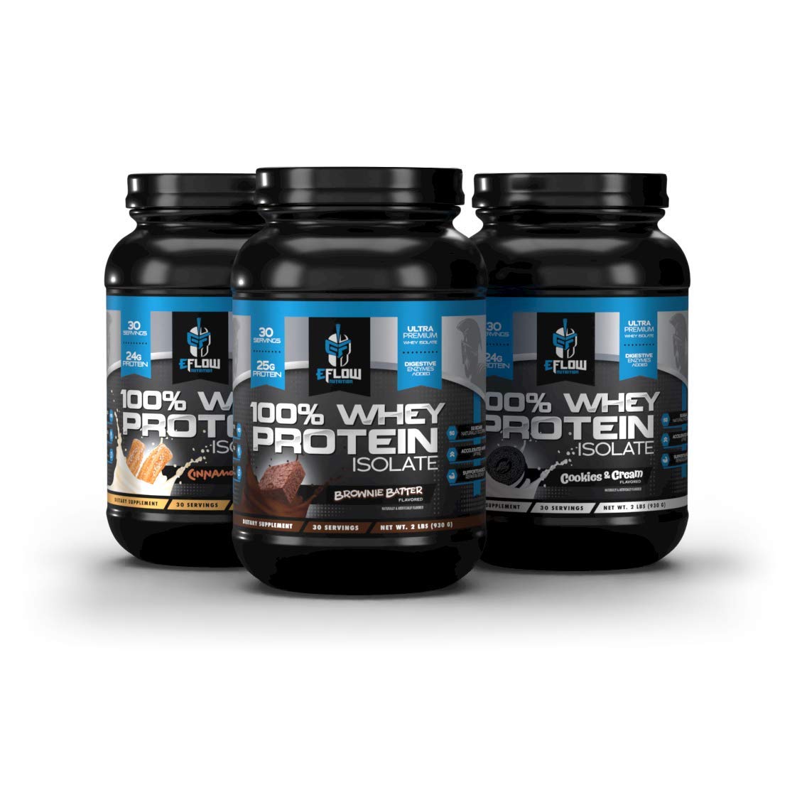 eFlow Nutrition 100% Whey Protein Isolate - Gluten & Lactose-Free Digestive Enzymes - AB Mystery