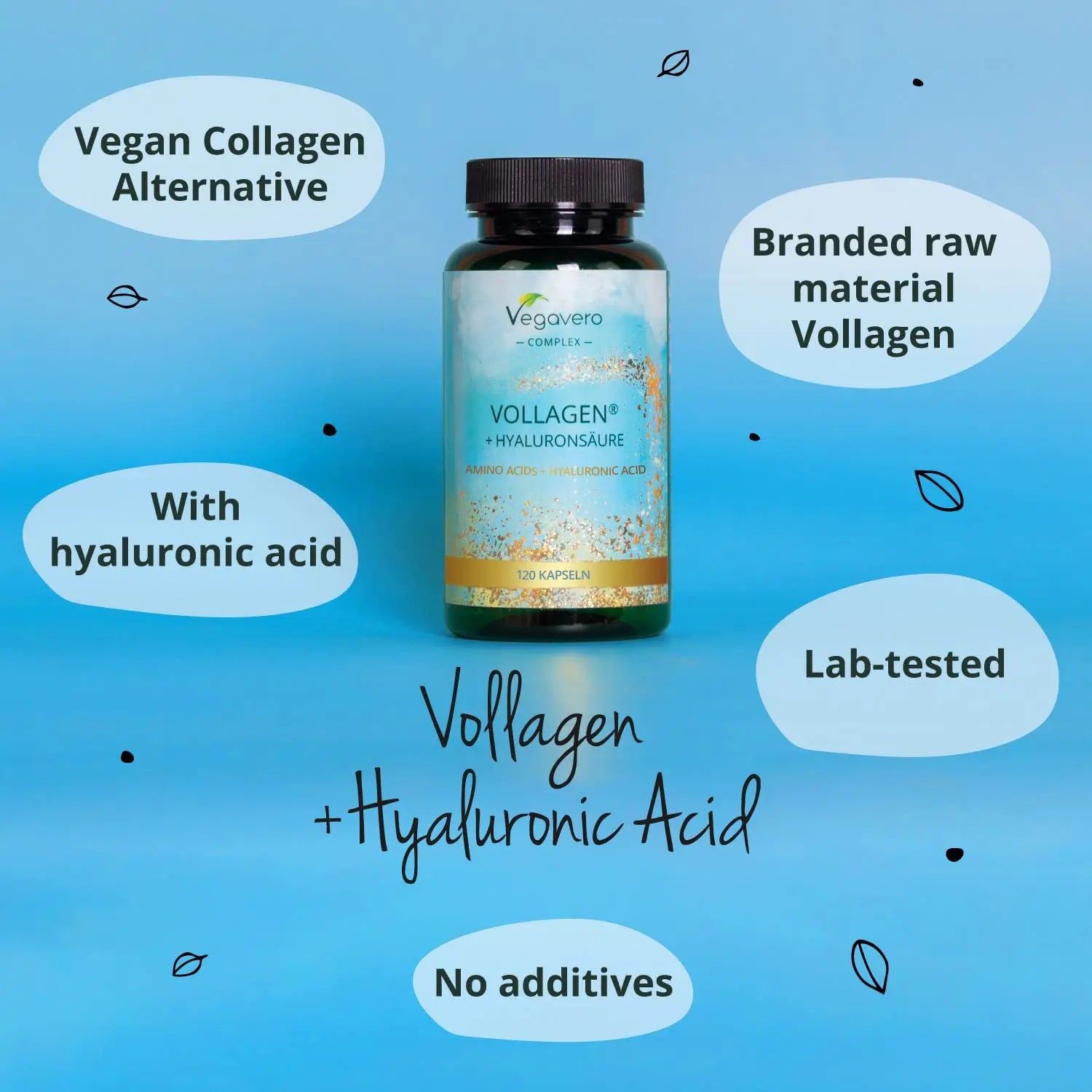 Vegavero Vegan Collagen Complex + Hyaluronic Acid | NO Additives | Vegan Collagen Powder Vollagen® Vegavero