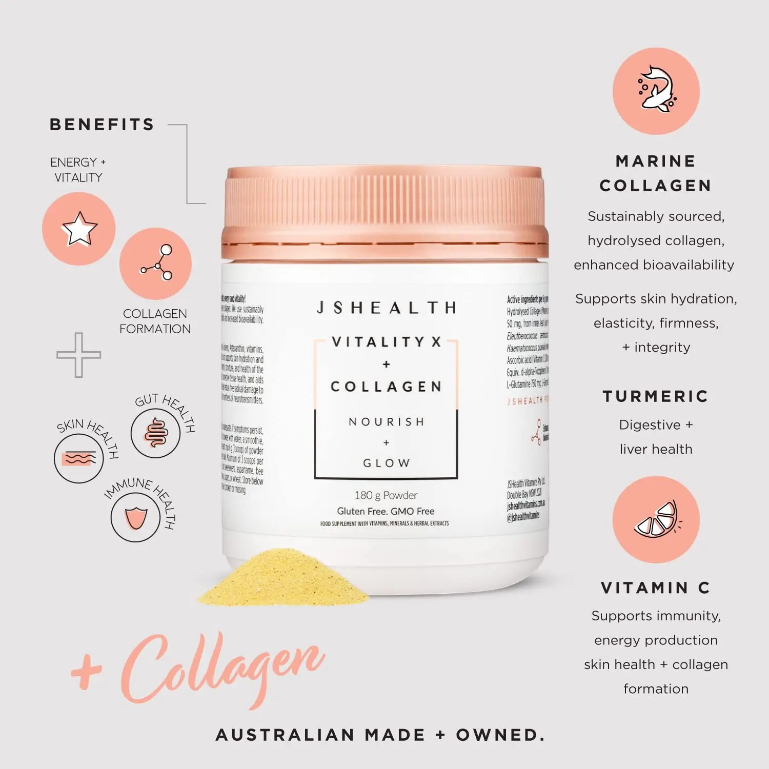 JSHealth Vitamins Vitality X + Collagen - Beauty Powder Supplement with Vitamins C & E - AB Mystery