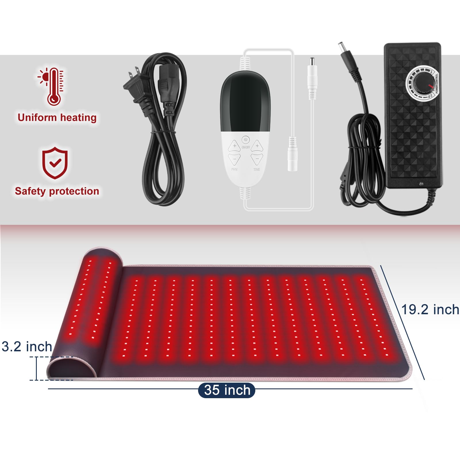 Rutollmit Red Light Therapy Mat - Experience Relaxation with 225 LEDs, 660nm Red Light - AB Mystery