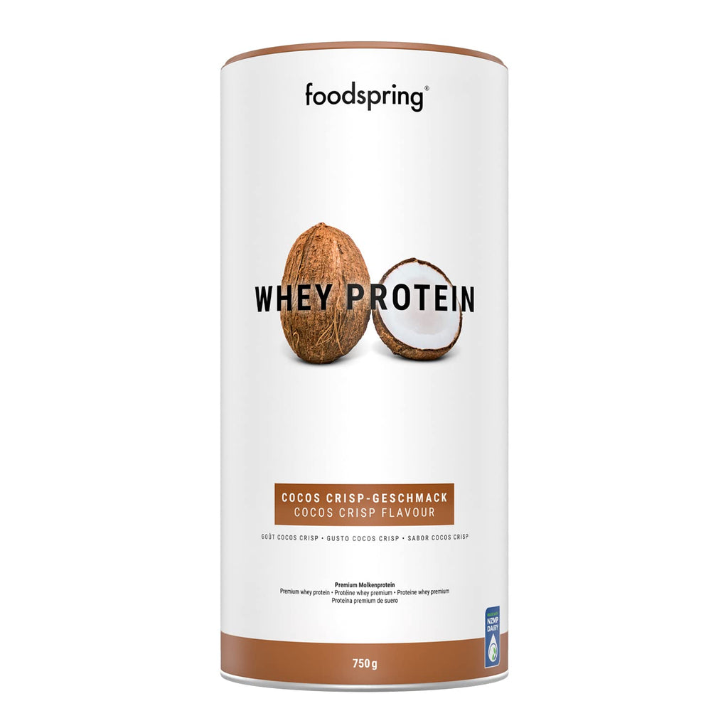 foodspring Whey Protein Powder Coconut – with 23g Protein for Muscle Building, Perfect Solubility, Made from Pasture Milk, Rich in BCAAs & EAAs - 750g foodspring