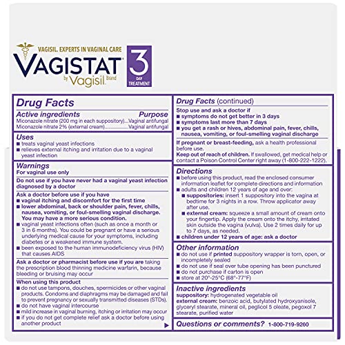 Vagistat 3 Day Yeast Infection Treatment for Women, Relieves External Itching and Irritation - AB Mystery