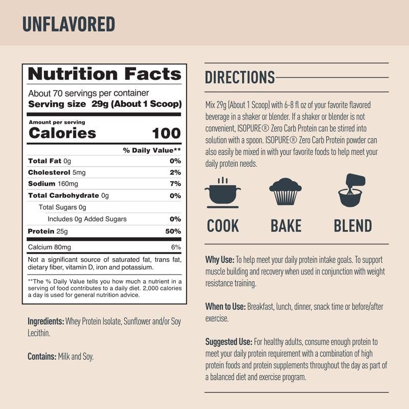 Isopure Zero Carb Unflavored 4.5lb, 70 Servings - AB Mystery