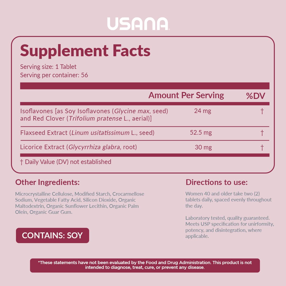USANA EstroPro with Phytoestrogens for Symptomatic Support During Menopause* - 56 Tablets - AB Mystery