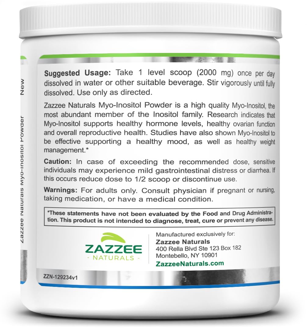 Zazzee Myo-Inositol Powder, 6 Month Supply, 183 Servings, 2000 mg per Serving - AB Mystery