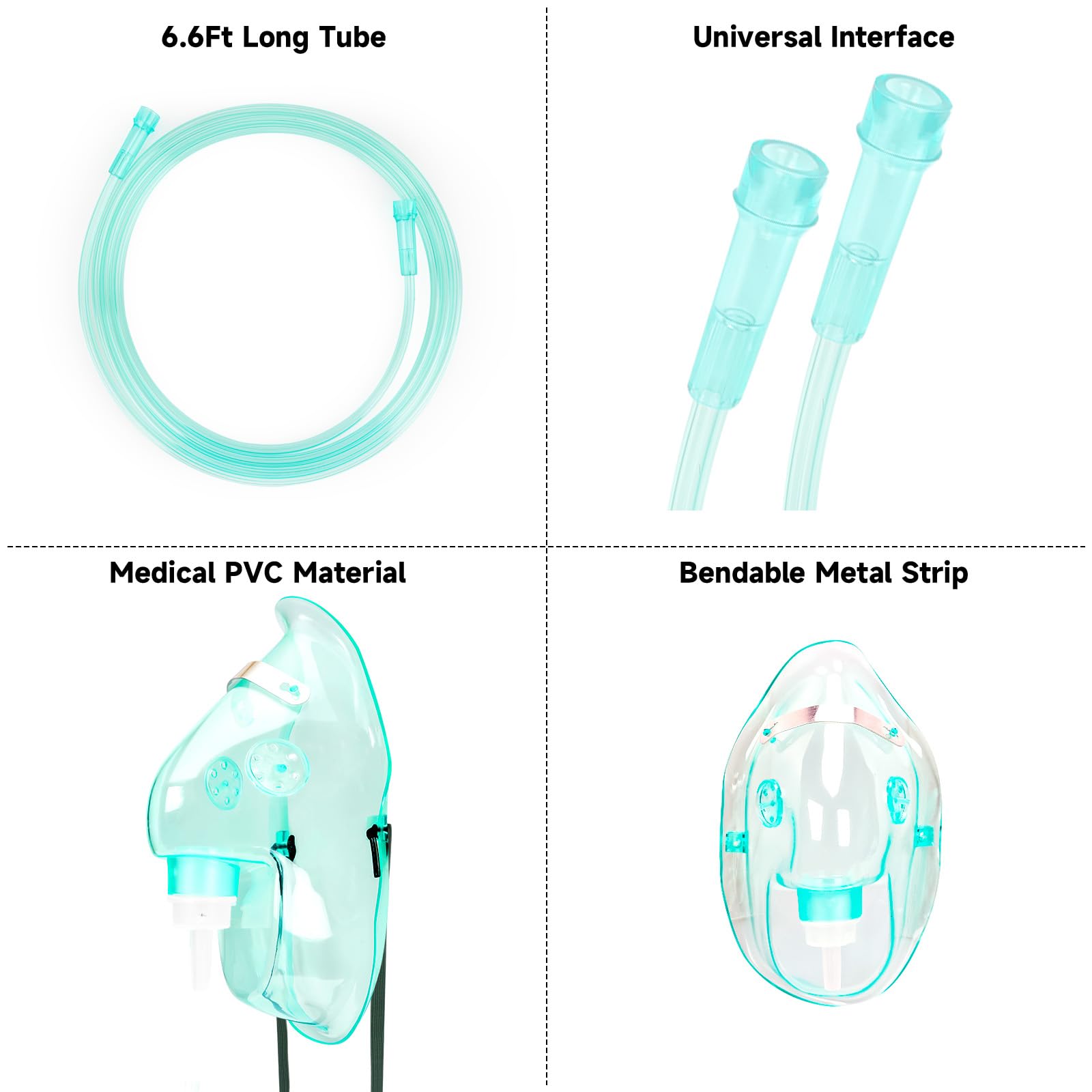 2 Pack Oxygen Mask for Face Adult with 6.6 Ft Tube and Adjustable Elastic Strap - Size XL - AB Mystery