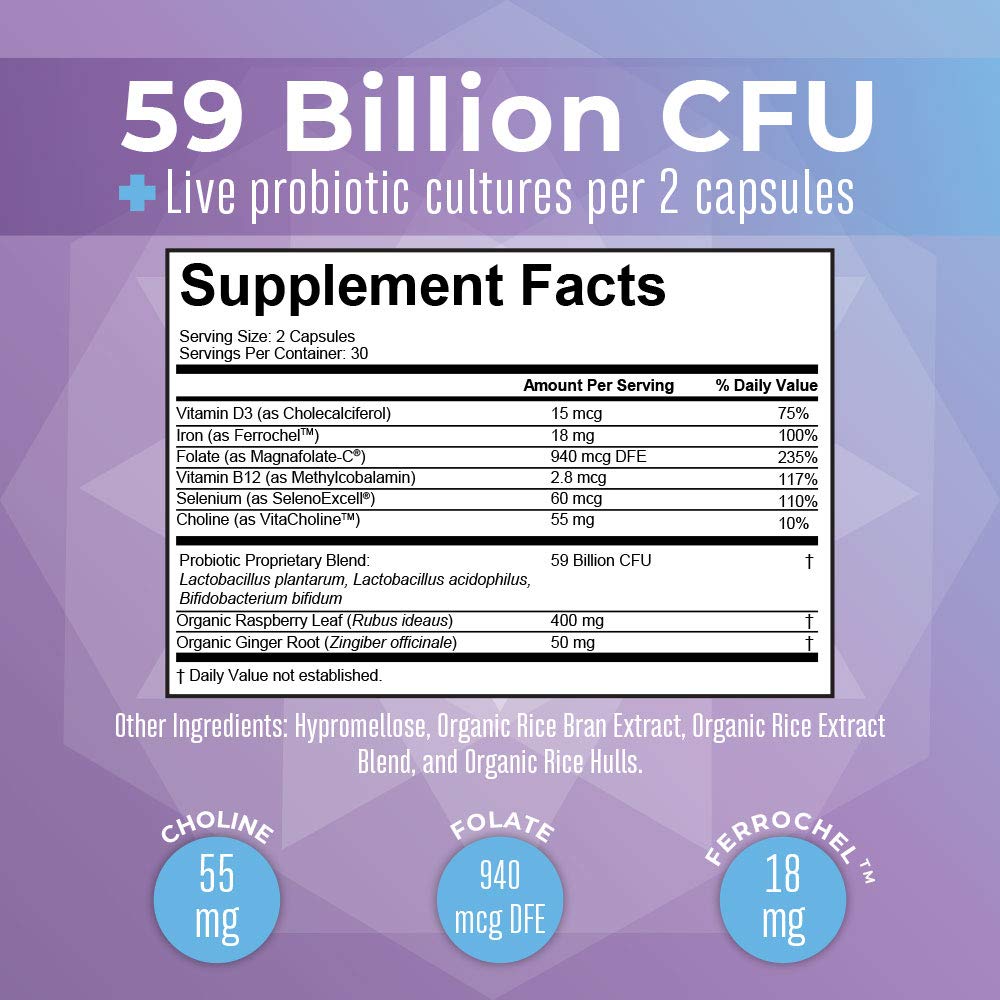 MaryRuth's Prenatal Vitamins and Probiotics | 59 Billion CFU | Vitamin D3 | B12 | Iron | Folate | Selenium MaryRuth Organics