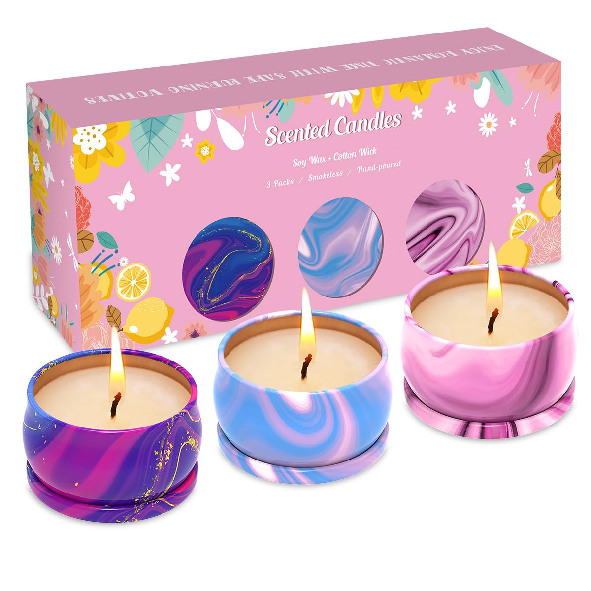 Scented Candles Set of 3, Aromatherapy Candle Set, Home Scented Candles for Winter, Holiday