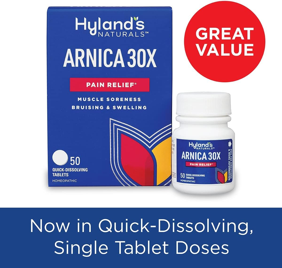 Hyland's Naturals Arnica Montana 30x Tablets, Natural Relief of Bruises, Swelling & Muscle Soreness - AB Mystery
