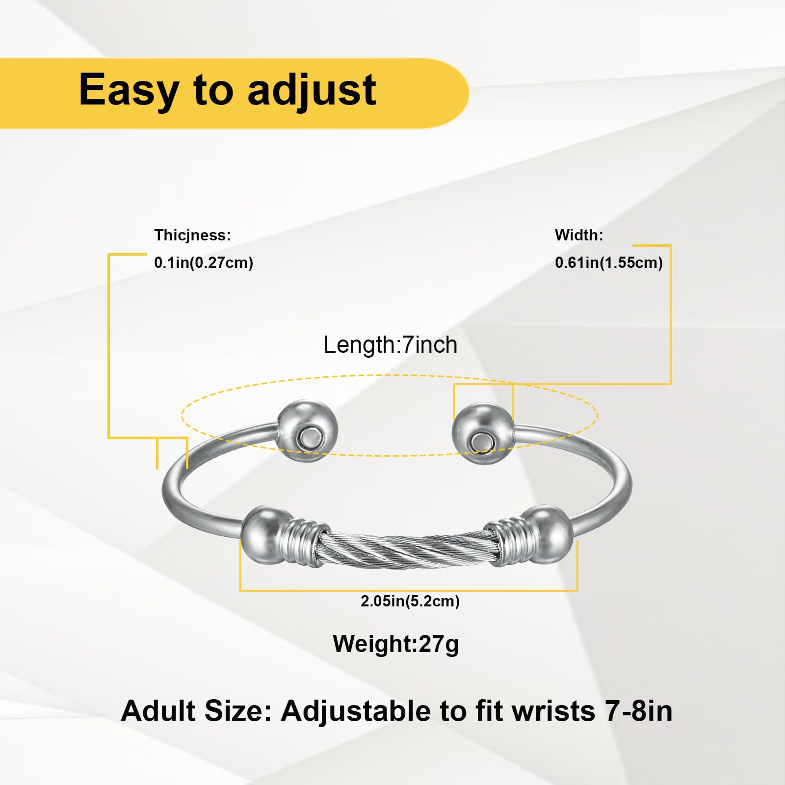 EnerMagiX Magnetic Bracelet for Women for Arthritis and Joint,Twisted Cable Stainless Steel Bangle - AB Mystery