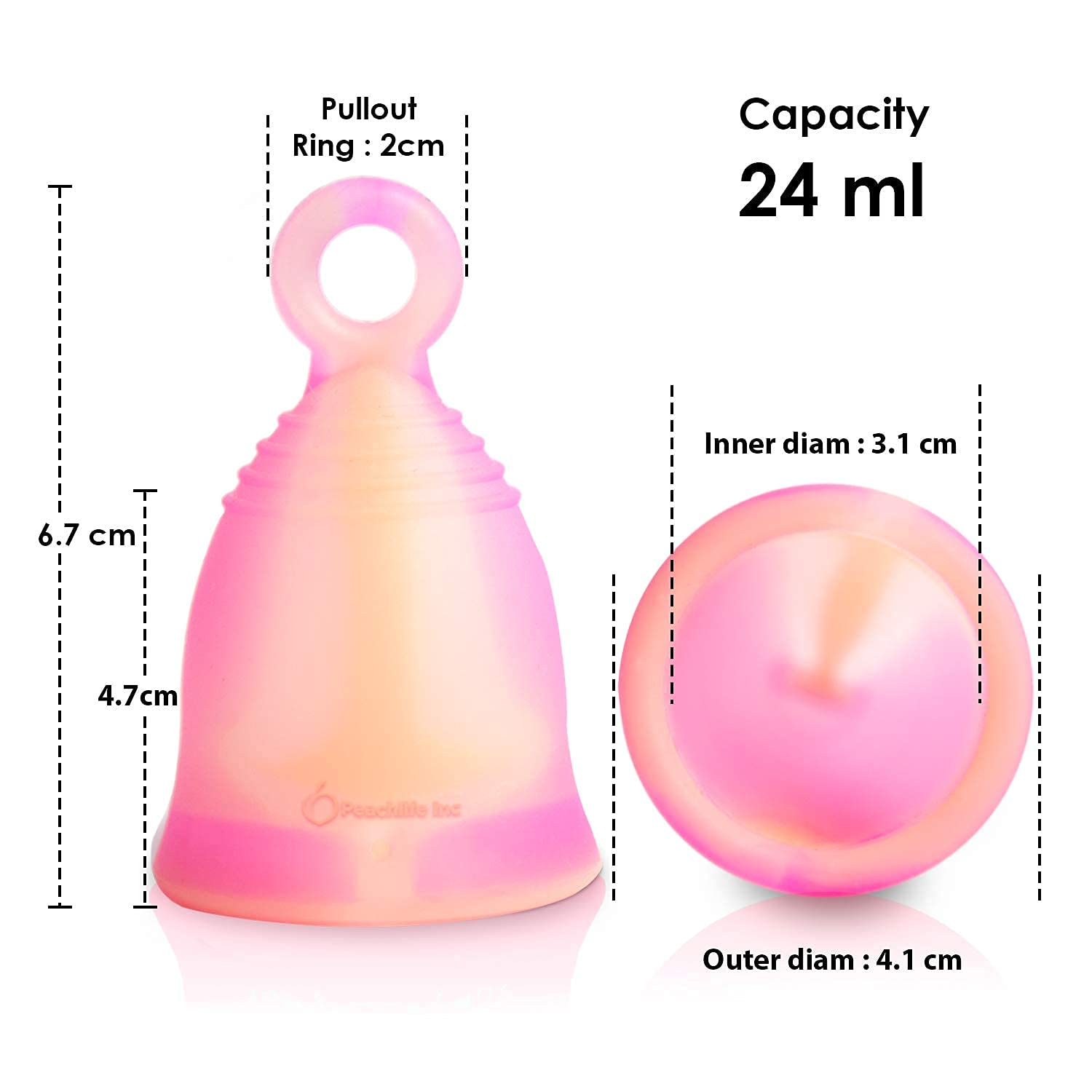 Peachlife Boric Acid Suppositories and Small Soft Menstrual Cup with Ring Pull - AB Mystery