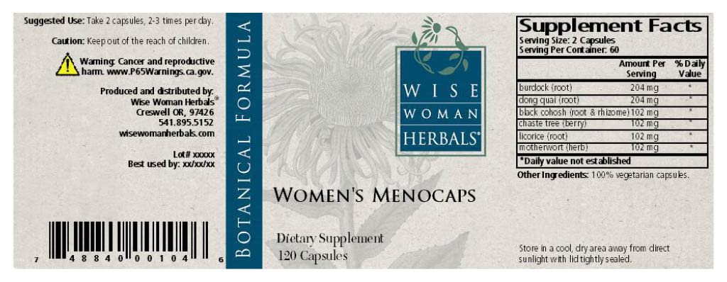 Wise Woman Herbals – Women’s Menocaps – 120 caps - All-Natural Menopause and Puberty Supplement - AB Mystery