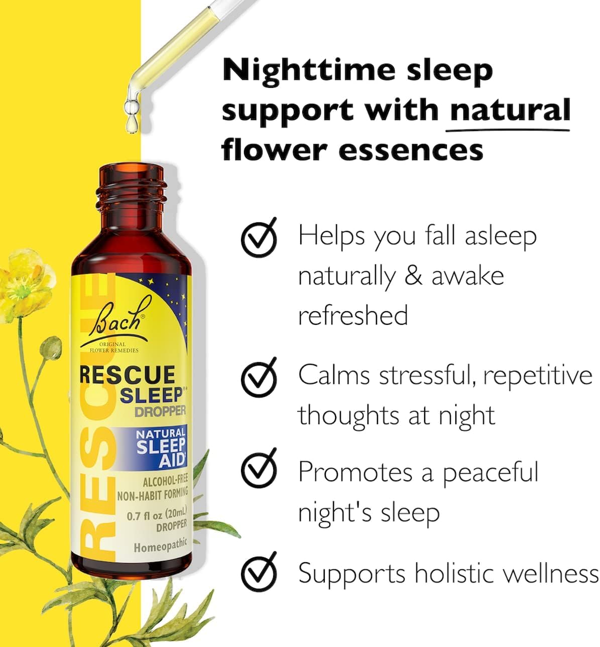 RESCUE Stress Relief & Sleep Support Bundle, Non-Alcohol Formulas, Bach Remedy Dropper 20mL 2-Pack - AB Mystery