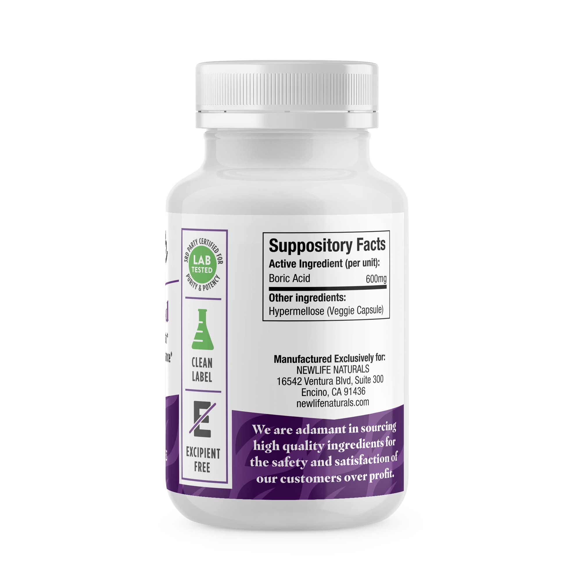 NewLife Naturals Boric Acid Vaginal Suppositories 600mg (60 Pack) with 28 Applicators - for pH Balance - AB Mystery